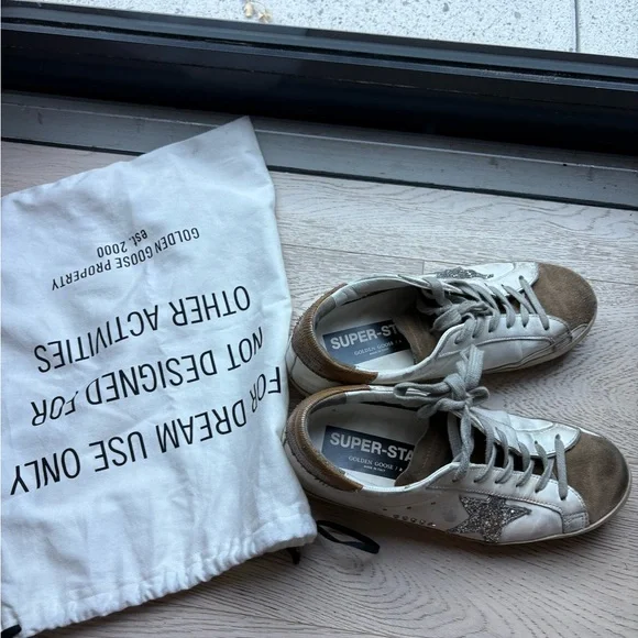 Golden Goose White and Tan Sneakers - Picture 5 of 5